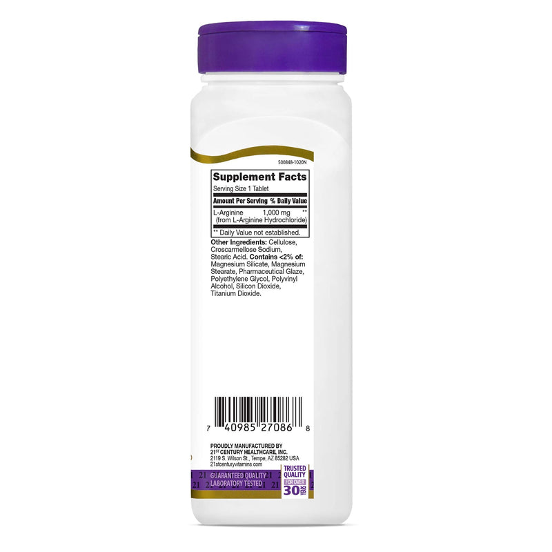 21st Century L-Arginine 1000mg, Maximum Strength 100 ea (Pack of 2) 100 Count (Pack of 2)