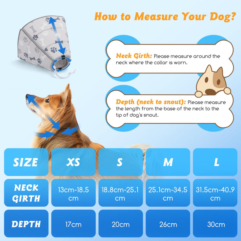 Nobleza - Foldable neck collar for dogs and cats, adjustable dog collar, dog collar, leak protection for dogs, soft protective collar for dogs, prevention of injuries or wounds licking or scratching, XS neck circumference: 13cm-18.5cm - BeesActive Australia