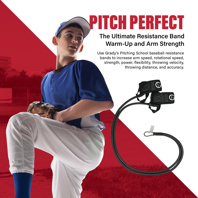 Gradys Pitching School Pitching Training Bands with 2 Color-Coded Resistance Levels for Warm-Up and Arm Strength - Resistance Bands for Pitchers for Throwing Velocity, Accuracy, Power, and Flexibility Black