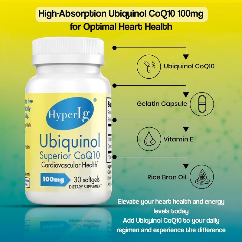 Ubiquinol CoQ10 100mg | Active Form of CoQ10 | Enhanced Absorption | Cellular Energy & Antioxidant Support | Non-GMO, Gluten-Free, Kosher | 30 Softgels