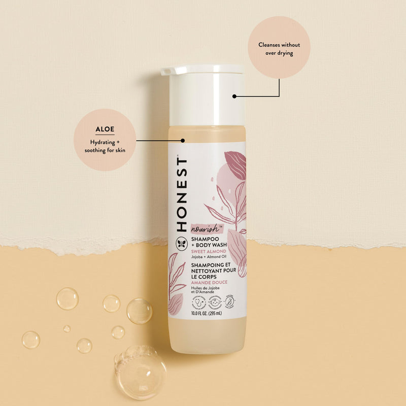 The Honest Company 2-in-1 Cleansing Shampoo + Body Wash | Gentle for Baby | Naturally Derived, Tear-free, Hypoallergenic | Sweet Almond Nourish, 10 fl oz 10 Fl Oz (Pack of 1) - BeesActive Australia