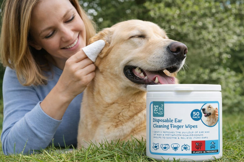 Pet Guru Dog Disposable Ear Cleaning Finger Wipes for Puppies & Dogs, Removes Wax and Dirt, Soothes Itchy Ears Wipes, 50 Pack (50)