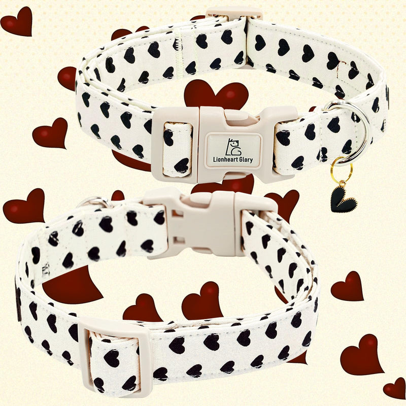 Lionheart glory Valentine's Day Collar-Hearts Print Dog Collar for Medium Cute Dog Collars Spring Female Male Pet Gift Adjustable Heavy-Duty Soft Collar Holiday Medium (Pack of 1） Hearts - BeesActive Australia