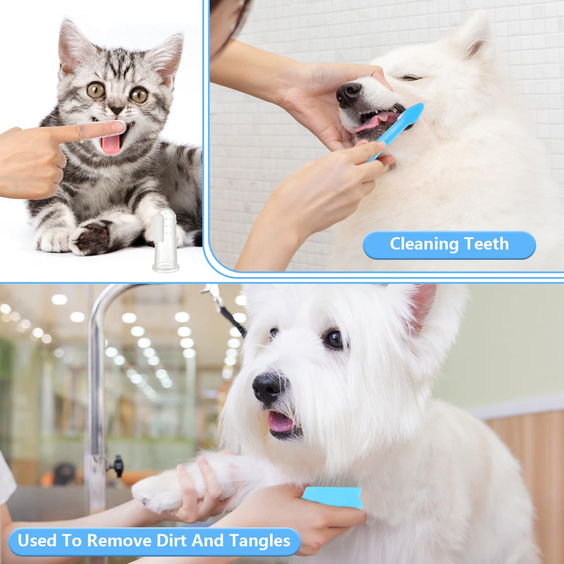 6 Pcs Cat Dog Pet Brush Grooming Kits, Self Cleaning for Shedding Cat Brush Slicker Hair with Pet Nail Clipper File Flea Comb Pet Shedding Brush Silicone Toothbrush for Removes Loose Hair - BeesActive Australia