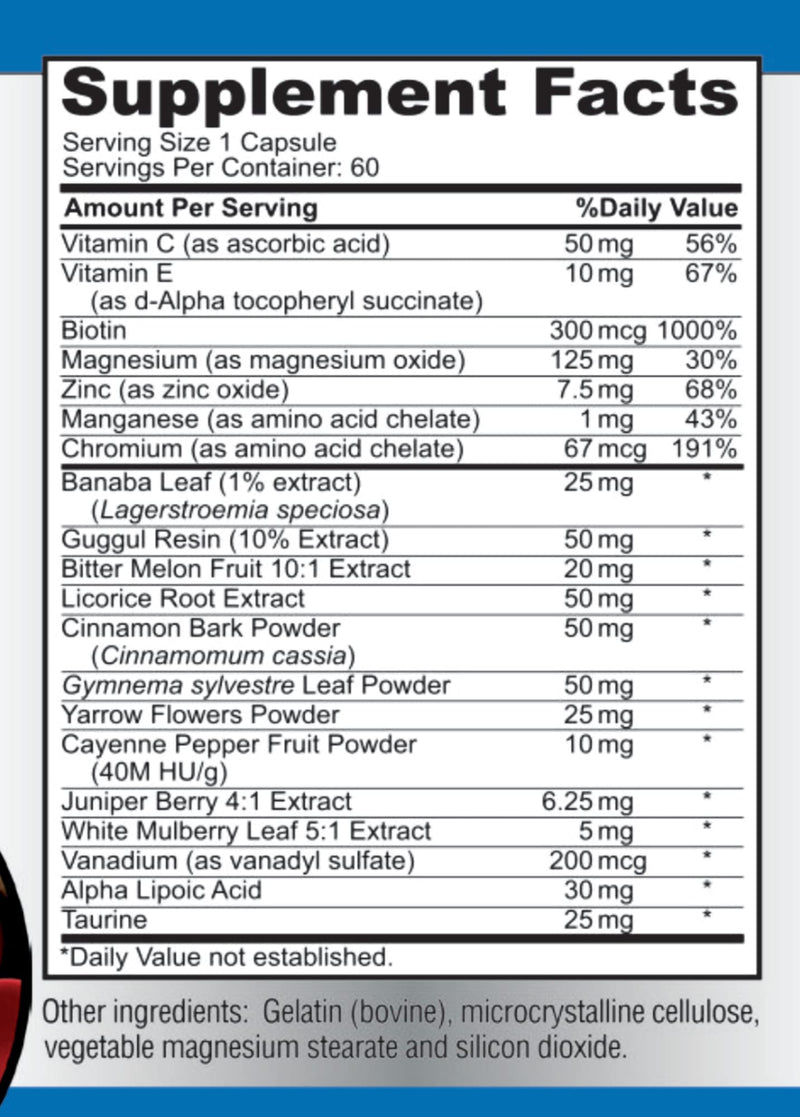 YUMMYVITE Sugar Support Supplement with Cinnamon, Chromium, Mulberry, Alpha Lipoic Acid - 20 Herbs & Vitamins - Non-GMO, 60 Capsules