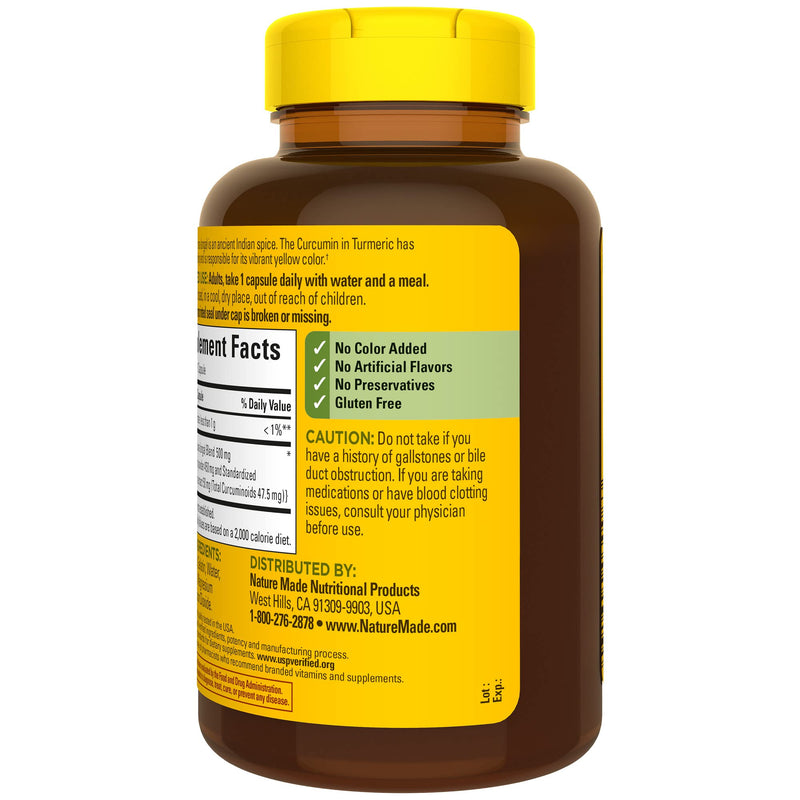 Nature Made Turmeric Curcumin 500 mg, Herbal Supplement for Antioxidant Support, 120 Capsules, 120 Day Supply 120 Count (Pack of 1) - BeesActive Australia