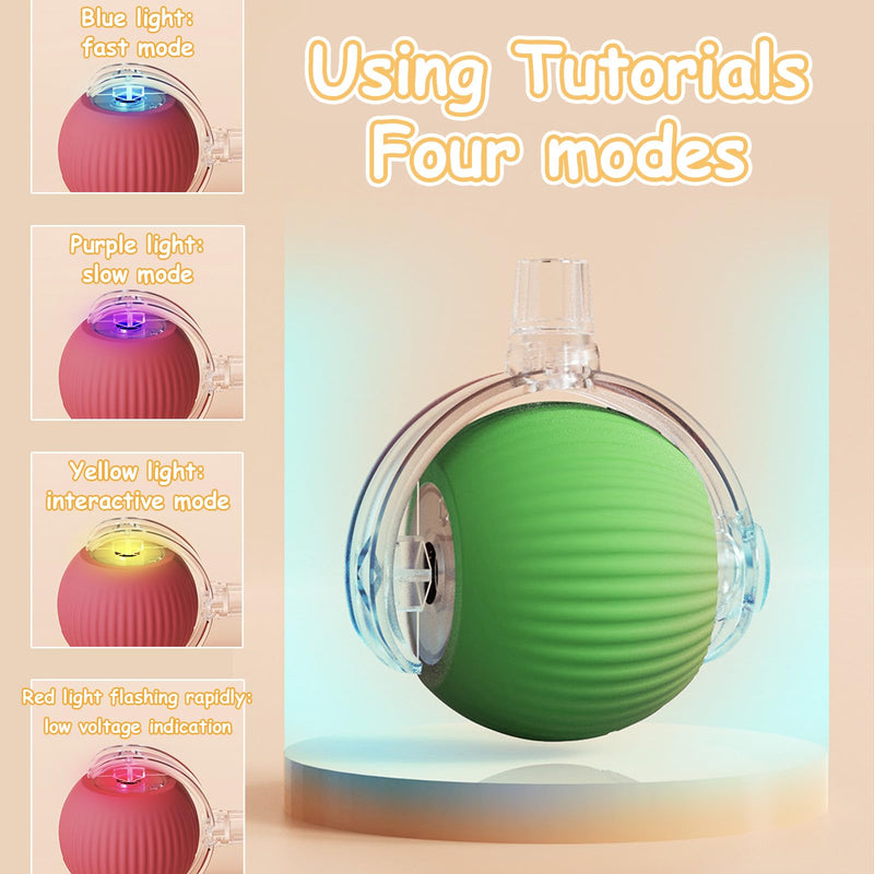 Interactive Rolling Pet Ball, Upgraded Electric Rolling Cat Toys Ball Self Moving Dog Toy, 360° Automatic Rolling Ball Toy Electric Pet Balls for Cats Dogs (Green) Green - BeesActive Australia