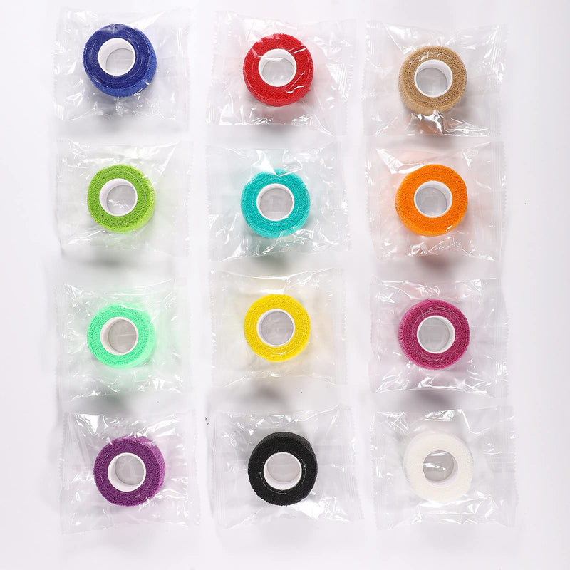 12 rolls of self-adhesive bandage, 2.5 cm x 4.5 m, self-adhesive bandage, elastic fixing bandage, adhesive bandage, self-adhesive for sports, hand, arm, foot, joint finger (colourful) - BeesActive Australia
