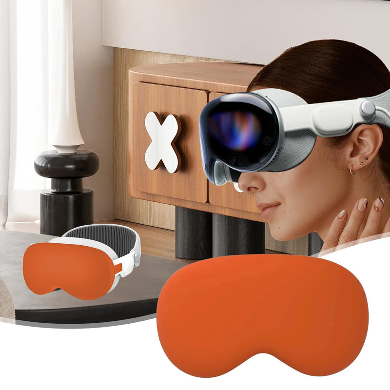 Silicone Protective Cover Compatible with Vision Pro, Soft VR Front Lens Case, Anti-Scratch Screen Protective Cover Anti-Fingerprint for Vision Pro, Dust Proof Case for VR Headset 2024 (Orange) Orange - BeesActive Australia