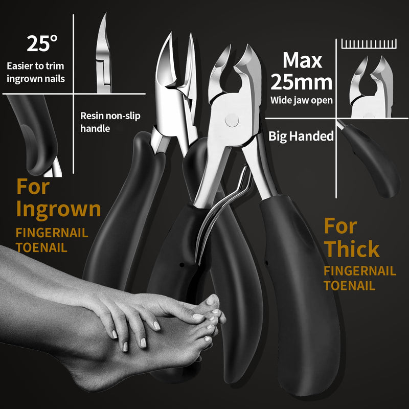 EBEWANLI Professional Nail Grooming Kit, Podiatrist Pedicure Kits Stainless Steel Nail Clipper Personal Care Tools with Travel Bag, Gift for Seniors, Men 7PCS-A