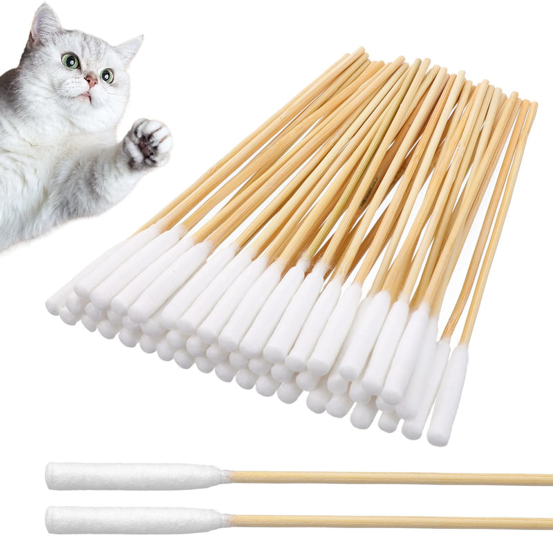100 Pcs Large Cotton Swabs 6 Inch Dog Ear Swabs with Bamboo Handle for Dogs Soft Cotton Gentle and Lint-Free Dog Ears Clean Tips for Ear Cleaning Pet Care
