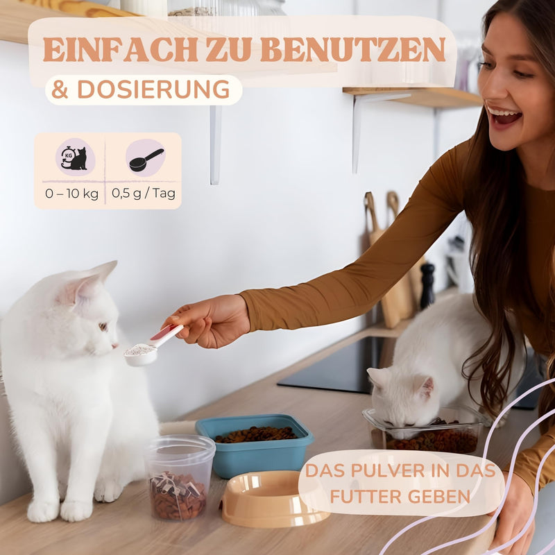 Lamina Care - L Lysine Cat as a remedy for cat colds, natural L-Lysine strengthens the cat's immune system, L Lysine powder with a pleasant taste and easy to incorporate into daily food - BeesActive Australia