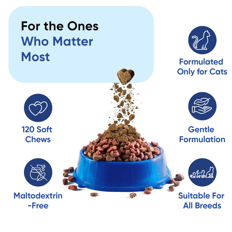 animigo Multivitamins and Minerals for Cats - 120 Soft Chews - With 18 Vitamins & Minerals - Easy to Chew & Gentle Formulation - Suitable For All Breeds - Lactose-Free & Soy-Free