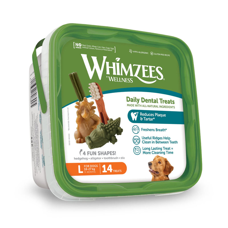 WHIMZEES By Wellness Mixed Variety Box, Chewing Sticks for Large Dogs for Dental Care, Size L, Pack of 14, No Added Sugar, Grain-Free, Natural, Low Fat Large Dogs (18-27 kg) 840 g (Pack of 1) - BeesActive Australia