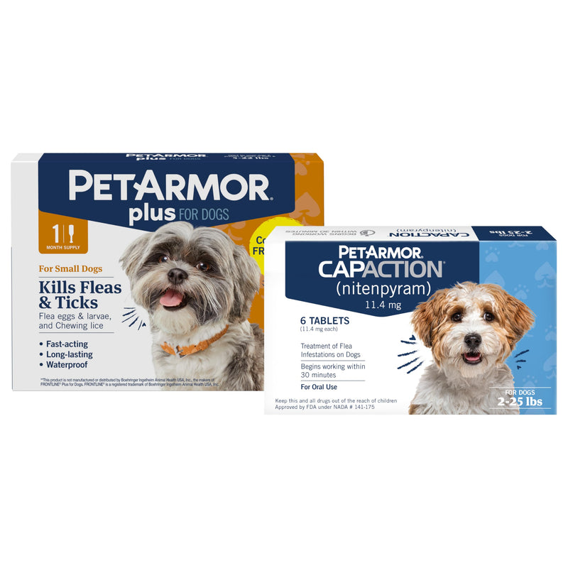 PetArmor CAPACTION Oral Flea Treatment for Dogs (6 Doses) + Bonus PetArmor Plus Topical Flea & Tick Treatment & Preventative for Dogs 5-22 lbs (1 Dose) Treat + Prevent