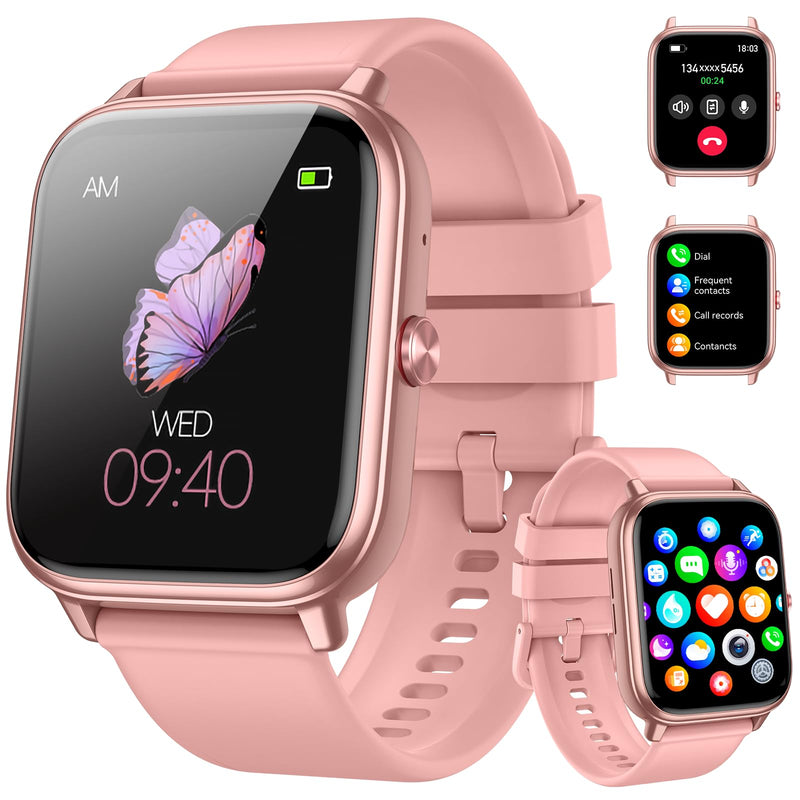 Smart Watch for Men Women, Fitness Tracker (Answer/Make Call), 1000 mAh Battery, 120+ Sport Modes, Step Counter/Sleep Monitor Fitness Watch, Smartwatch for Android/iPhone (Pink) Pink