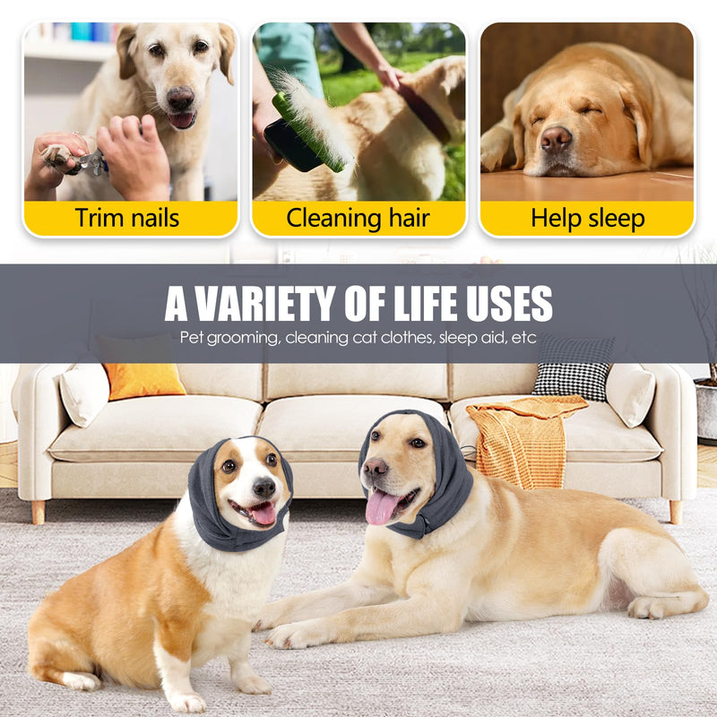 Dog Thunder Ear Muffs, Dog Calming Hoodie No Flap Ear Wraps for Dogs Hematoma Healing, Dog No Flap Noise Protection Ear Wrap Relieve Anxiety, Dog Ear Cover The Grooming (Grey, Medium) Grey - BeesActive Australia