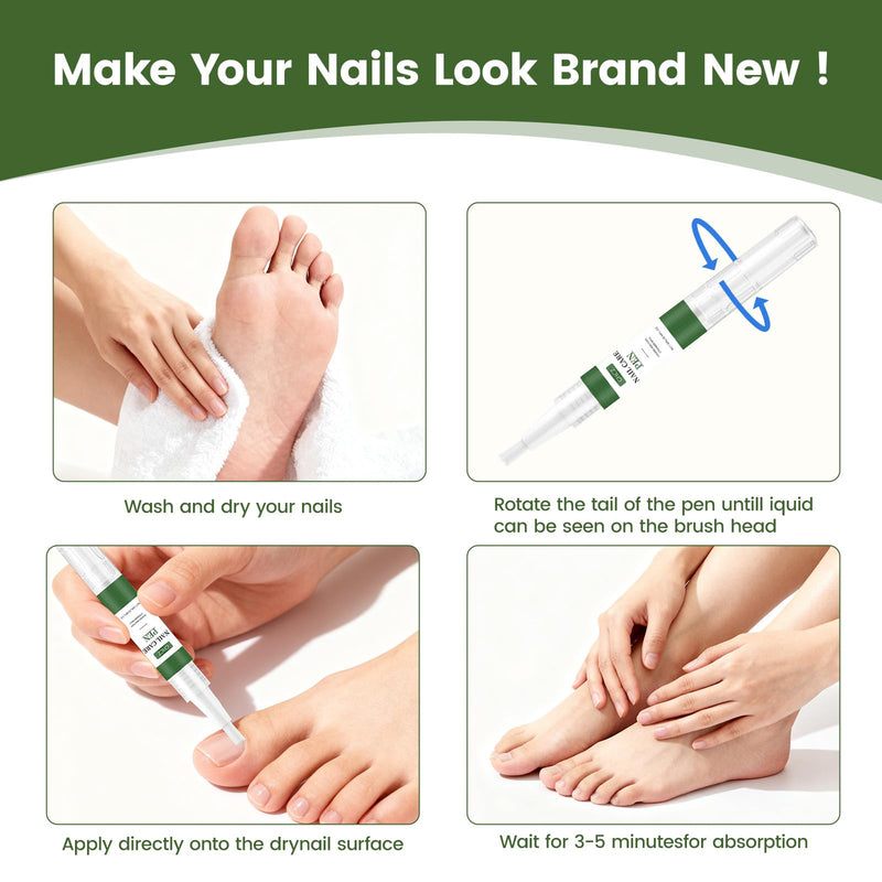 Toenail Fungus Pen, powerful Toenail fungus treatment, repairs damaged nails: yellow nails, discolored nails, thickened nails. Suitable for fingernail fungus treatment. Contains 3 nail fungus pen. - BeesActive Australia
