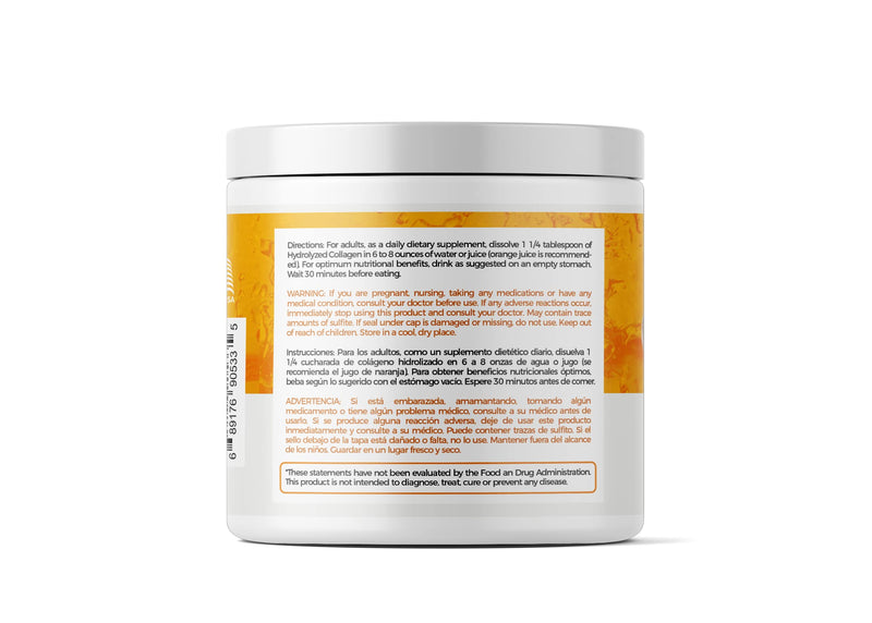 AV Orange Hydrolyzed Grass Fed Collagen with Vitamin C | Powder Supplement | Non-GMO Verified – 198gr