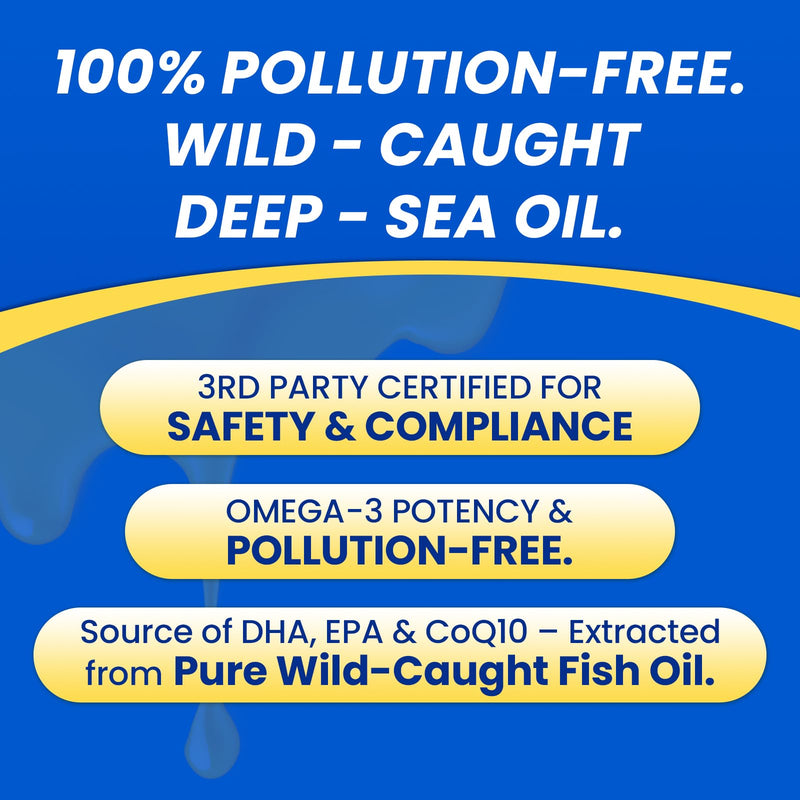 Fish Oil for Dogs-Promotes Heart, Skin, Coat, & Immune Health，Fish Oil containing EPA, DHA, and Coenzyme Q10, Suitable for All Dog Breeds， All Natural Supplement for Pets-60 Counts 1 bottle