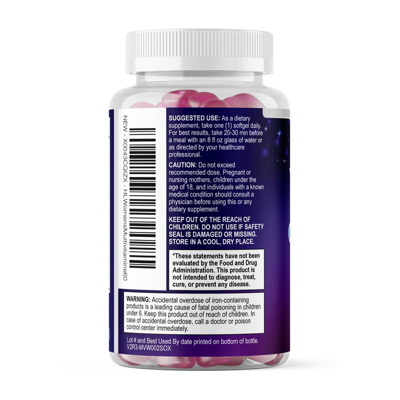 Multivitamin For Women - Complete Daily Woman's Multivitamins with Biotin, Calcium, Folic Acid, Iron, Zinc, Vitamin A, C, D, E & B Vitamins, Women's Hair Skin and Nails Supplements - 60 Softgels 60 Count (Pack of 1)