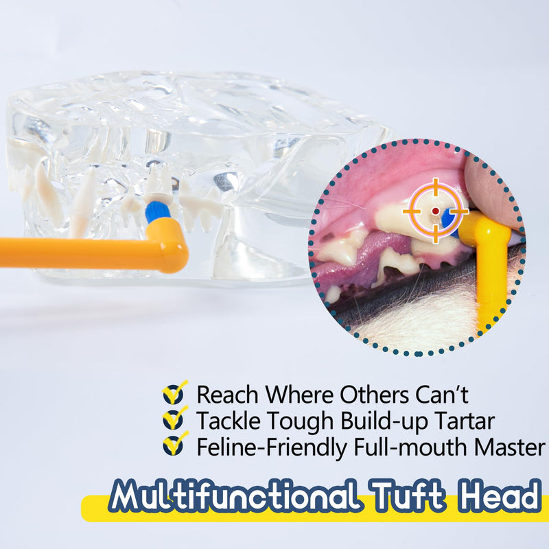 Cat Toothbrush Tuft Head, Small Dog & Puppy Tooth Brushing Kit, Mini Head Teeth Brush for Kitten & Tiny Pet, Doggy Toothbrushes Deep Dental Cleaning, 1 PCS - Orange 1 Count (Pack of 1)