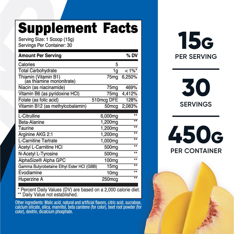 Nutricost Stim-Free Pre-Workout (Peach Mango) 30 Servings, Caffeine Free | Stimulant Free, Gluten-Free, GMO-Free Peach Mango 15.6 Ounce (Pack of 1)