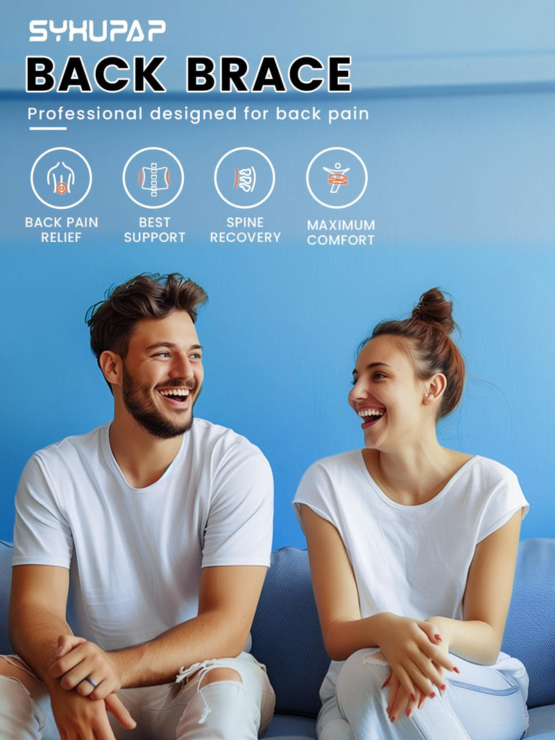 SYXUPAP Back Support Belt for Men Women, Back Brace for Lower Back Pain Relief from Sciatica, Hernated Disc, Scoliosis, Dual Adjustable and Breathable L(Your Waist 32″-37″) Your Weight:145-190lbs - BeesActive Australia