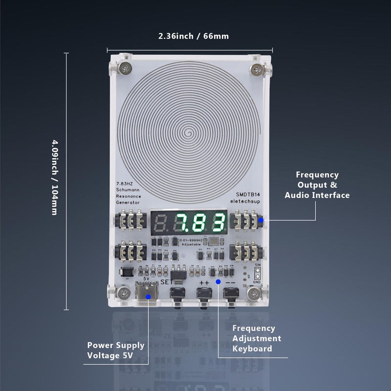 7.83Hz Adjustable Schumann Resonance Generator for Stress Relief, Relaxation, Meditation, Yoga | with ABS Case, USB Power Supply White 4 Inch