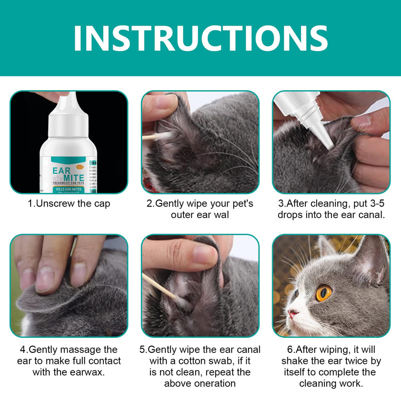 MADGININE Dog Ear Drops Dog Ear Infection Treatment Ear Mite Treatment for Dogs Cats Dog Ear Drops for Infection Antibiotics Alcohol-Free Relieves Itching & Built-Up Wax for Puppy Cats And Dogs
