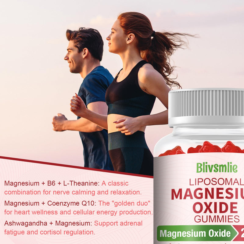 Liposomal Magnesium Oxide Gummies 2000mg Complex Ashwagandha,CoQ10, L-Theanine, L-5-MTHF, Methyl B12, Zinc for Sleep & Energy,Stress Relief,Heart Health,Neuro Support 60 Count (Pack of 1)