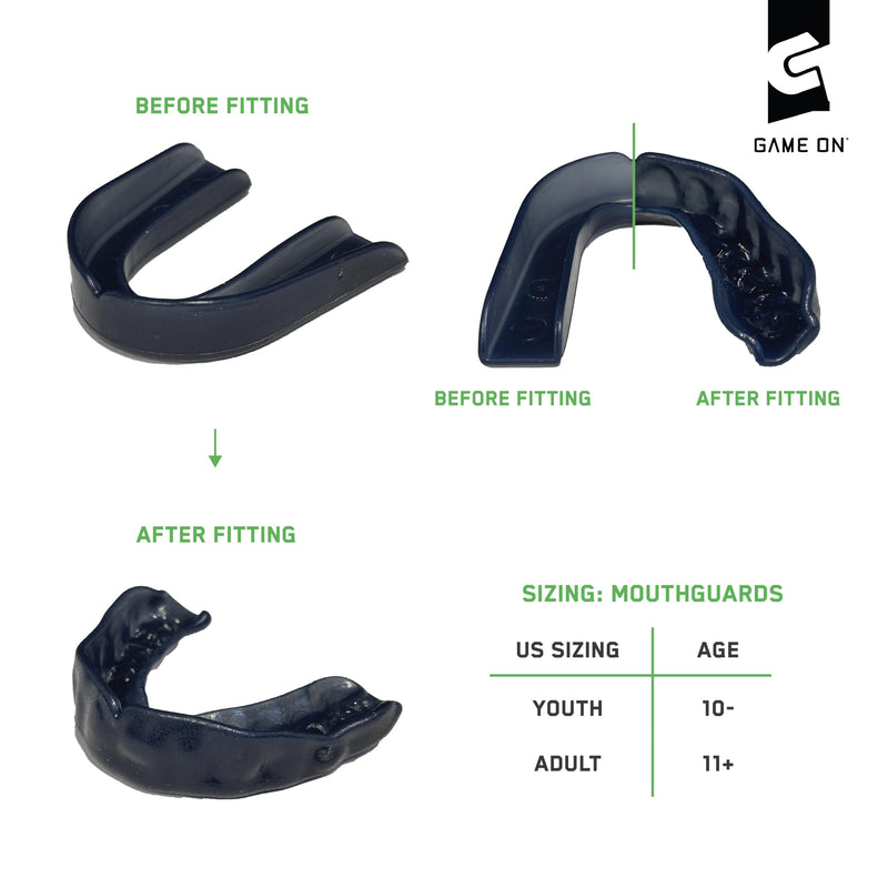 Game On Mouthguards - Only ADA Accepted Strapless Sports Mouth Guard for Football, Basketball, Lacrosse, Hockey - Superior Protection, Comfortable Fit (Braces Mouthguard) Adult Black