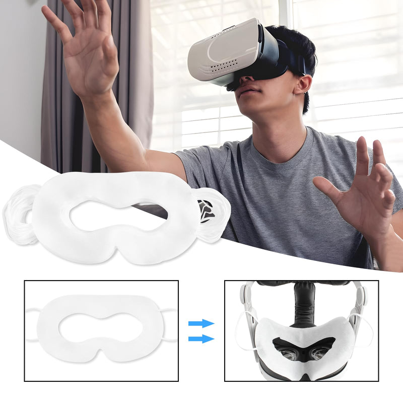 VR Face Cover Disposable Hygiene VR Face Eyes Mask Pads Facial Interface for Meta Quest 3 Quest 2, Accessories for Apple Vision Pro (Set 50, White) VR Disposable Mask White - BeesActive Australia