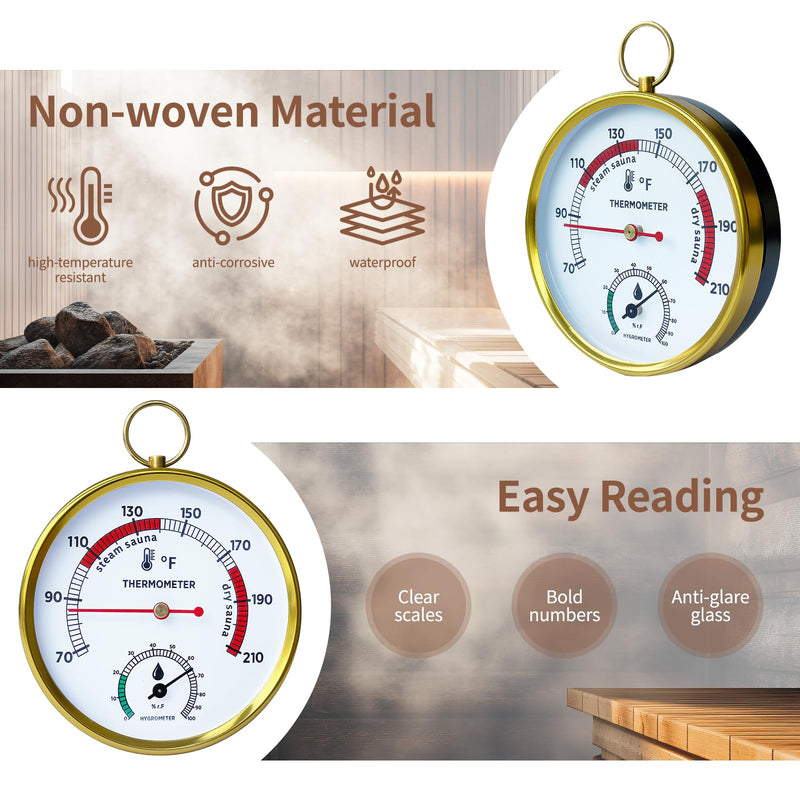 Sauna Thermometer Fahrenheit and Hygrometer, Upgraded Lanyard-Mounted for Portable Steam Sauna Box, Ideal for Infrared/Indoor/Home Use, Essential Accessory and Gift for Enthusiasts Black - BeesActive Australia