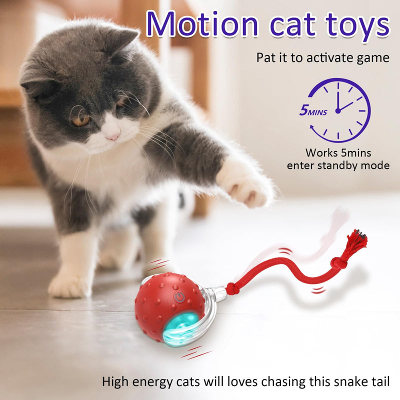 Interactive Cat Toys Ball for Indoor Cats Fast Rolling on Carpet, Chirping & Motion Activate Cat Toys (Red) Red - BeesActive Australia