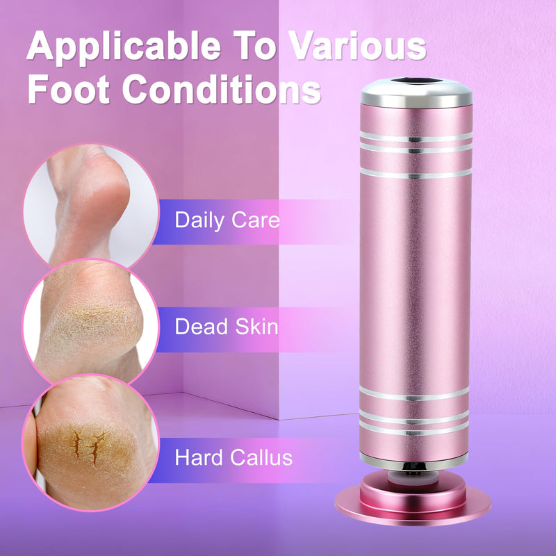 VOCOSTE 1200RPM Electric Callus Remover for Feet, 2 Replaceable Grinding Discs, 60 Sandpaper Discs, 1 Moisturizing Socks, Professional Pedicure Tool Kit for Dead Skin & Hard Cracked Heels Pink - BeesActive Australia