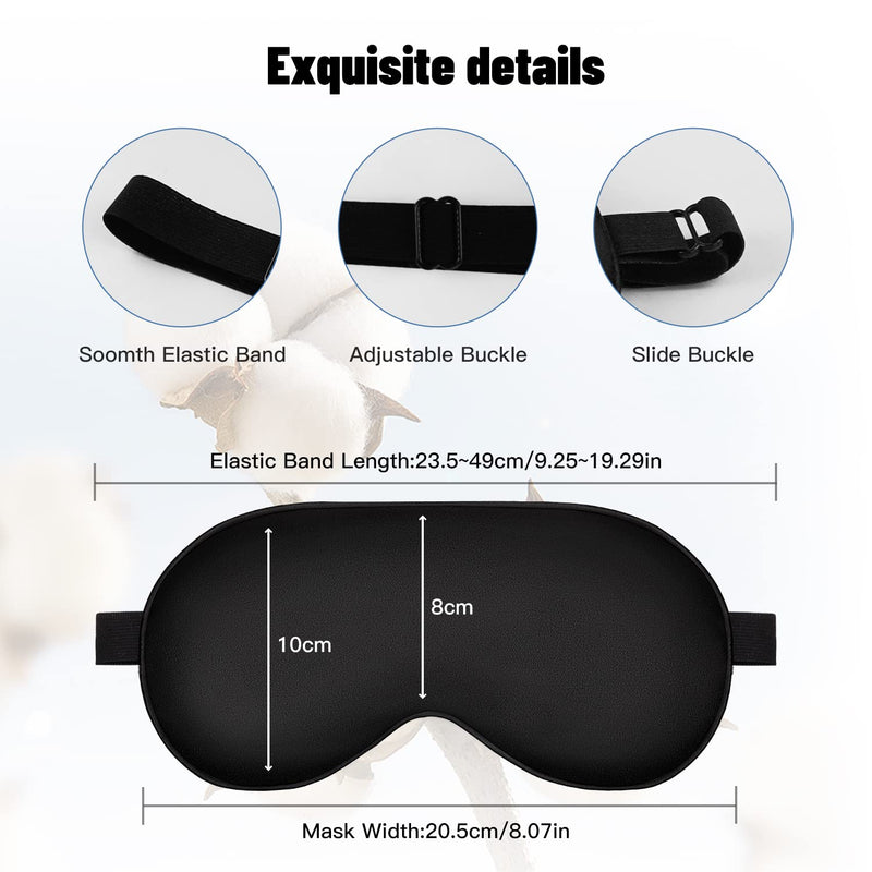 Sleep Mask, Silk Eye Mask for Sleeping with Adjustable Strap, Satin Blackout Sleeping Eye Mask for Men&Women, Comfortable Blindfold Eyeshade for Night Sleep(Black) Black - BeesActive Australia