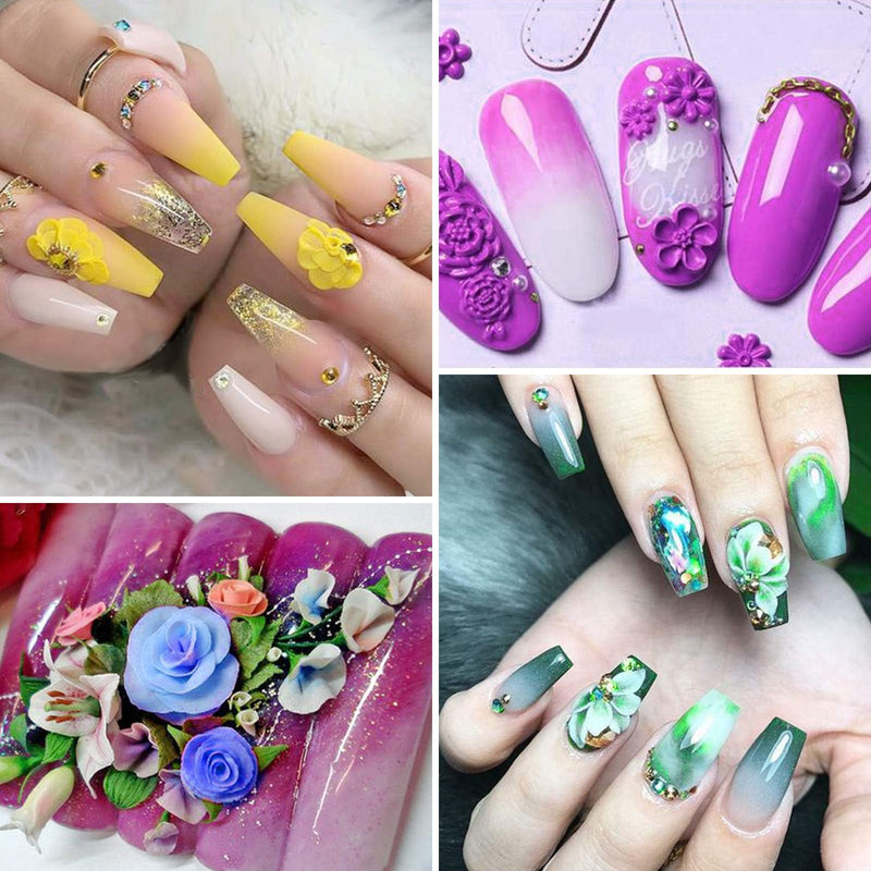 EBANKU 12 Colors Sculpture Painting Nail Gel Set, 3D Nail Carved Gel Sculpture Creative DIY Decoration Painting Glue with Tools, Silicone Pen, Cuticle Pusher and Carving Brush - BeesActive Australia