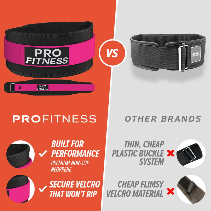 ProFitness Weight Lifting Belt for Women - 4'' Wide Comfortable Workout Belt for Women - Weight Belt for Women Squats & Deadlifts - Back Support Weight Lifting Belt Women & Men Small Black/Pink