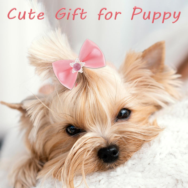 24Pcs Pink Dog Bows Small Size Dog, Small Dog Hair Bows, Puppy Bows for Dogs Ears, Girl Puppy Hair Bows, Cute Yorkie Hair Accessories for Large Dogs Puppies - BeesActive Australia