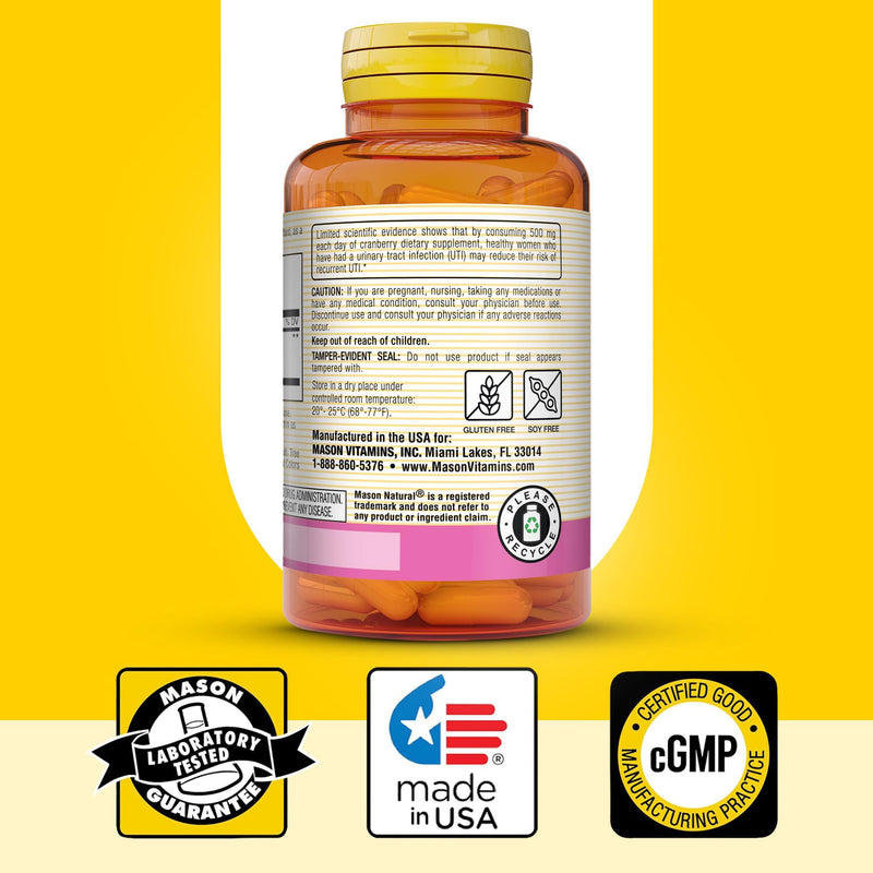MASON NATURAL Cranberry Highly Concentrated 900 mg, 3 Month Supply, Antioxidant & Immune Health, Supports Healthy Urinary Tract, 3 Pack