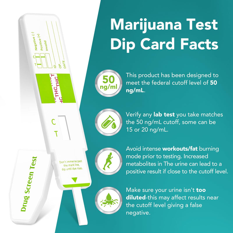 Easy@Home Marijuana Test Dip Card: Drug THC Urine Strips Kit for at Home Detox 50ng/mL Cutoff Level Over The Counter Use- Instant Testing Result in 5 Minutes - # EDTH-115 Pack of 15