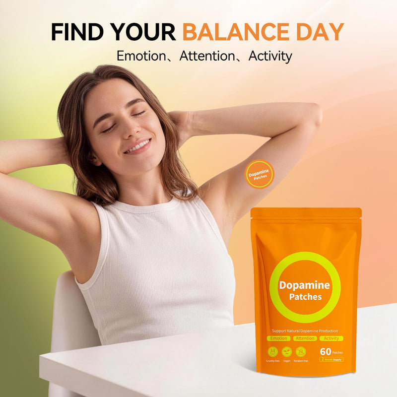 Dopamine Patches -10X Stronger Formula - 60 Patches – Mood Support, Calm & Focus - Stress Relief with Mucuna Pruriens & 5-HTP – Plant-Based, Vegan, Non-Transdermal, 2 Month Supply pack of 1