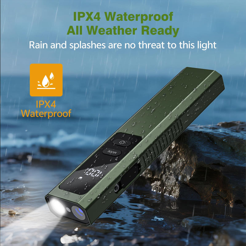 EDC Flashlight 4 in1 Magnetic Flashlight High Lumens Work Light with Green Beam & UV & Warning Light Combo EDC Flashlight Rechargeable LT-010 (Green) - BeesActive Australia