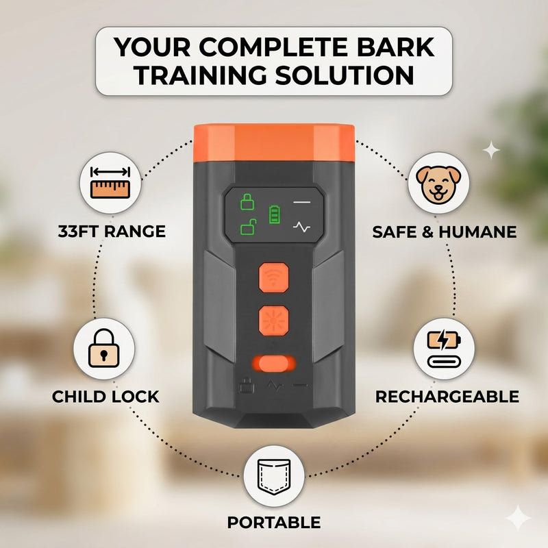 2026 New Ultrasonic Dog Bark Deterrent Device, 33FT Effective Range Indoor Outdoor Use, Safe & Humane Rechargeable Bark Control with Child Safety Lock to Effectively Correct Dog Barking Behavior