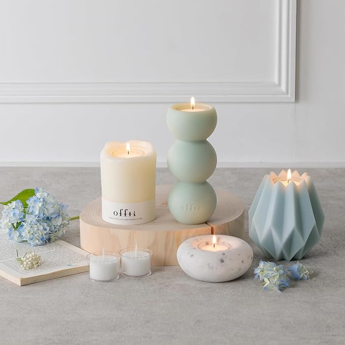 Offti Non-Melting Candles Candle Stand "Poin" (Monofflake), 4 Aroma Cup Candles, Citrus Cotton Scent, 1 Candle Holder -  Australia