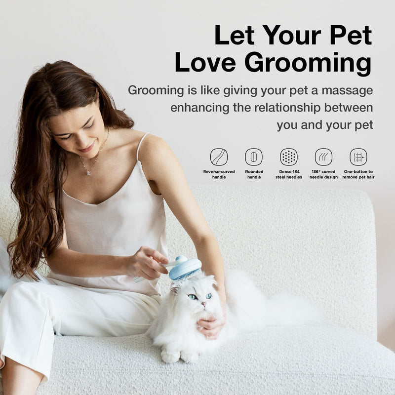 Self-Cleaning Slicker Brush for Pet Grooming: Removes Tangles, Loose Undercoat & Mats from Cats & Dogs (Blue) Blue - BeesActive Australia