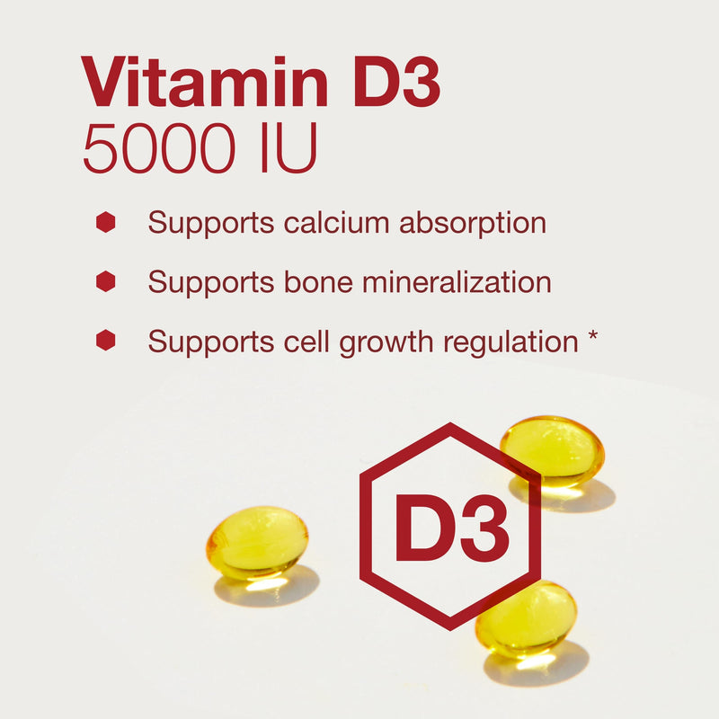 PROTOCOL FOR LIFE BALANCE Vitamin D3 5,000 IU, Bone Health*, 120 Softgels | Supports Calcium Absorption*, Bone and Dental Health*, Immune System Function*, Supports Nervous System and Brain Function*