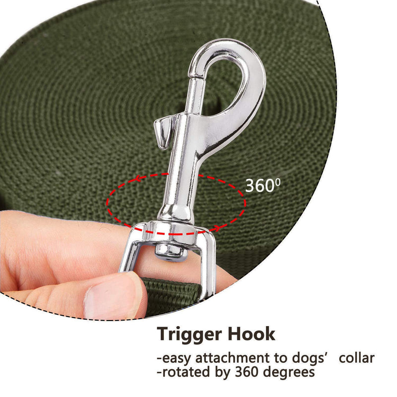 HAPPY HACHI drag leash for dogs, 3m / 5m / 10m / 15m / 20m / 33m nylon dog leash with robust and weatherproof, training leash with D-carabiner and handle padding for large to small dogs (15m, green) 15m - BeesActive Australia