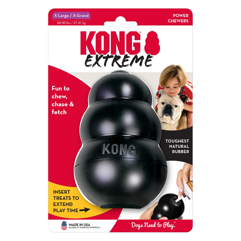 KONG Extreme Dog Toy - Fetch & Chew Toy - Treat-Filling Capabilities & Erratic Bounce for Extended Play Time Most Durable Natural Rubber Material - for Power Chewers - for X-Large Dogs X-Large (Pack of 1) Standard Packaging